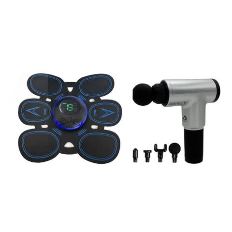 Core Sculpt & Total Body Recovery Bundle Rechargeable Abdominal Muscle Toner and 6-Speed Deep Tissue Massage Gun