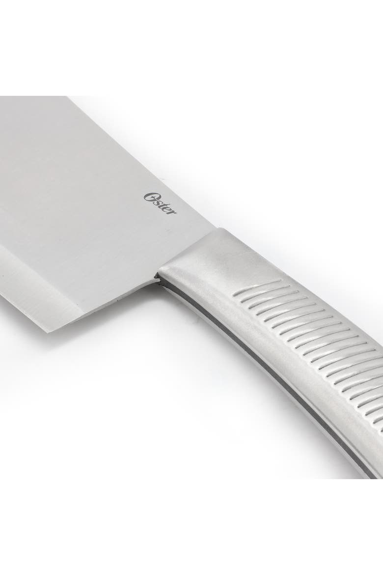 2pc Stainless Steel Cleaver+Scissors Set Ridged Handles, Alternate, color, Silver