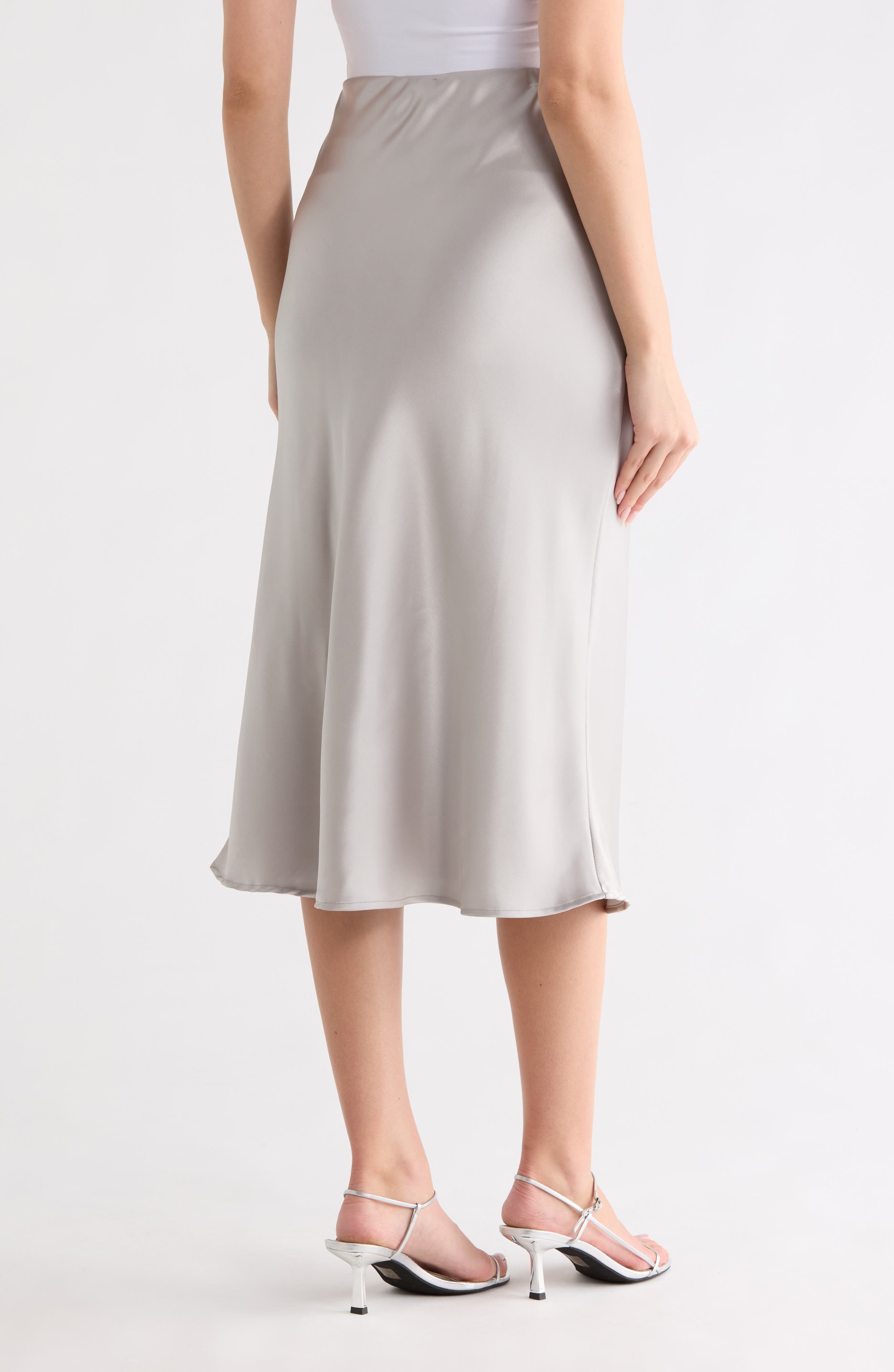 Solid Satin Midi Skirt - image 4