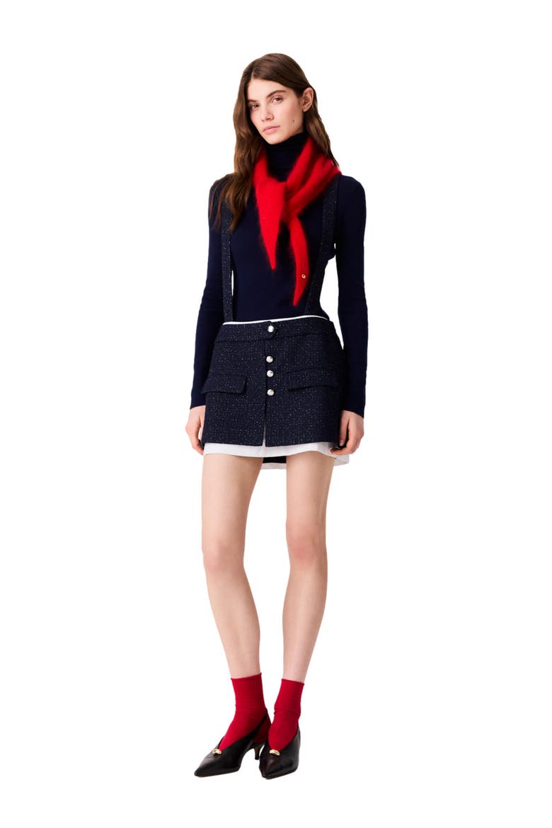 Contrast tweed shorts, Main, color, Navy
