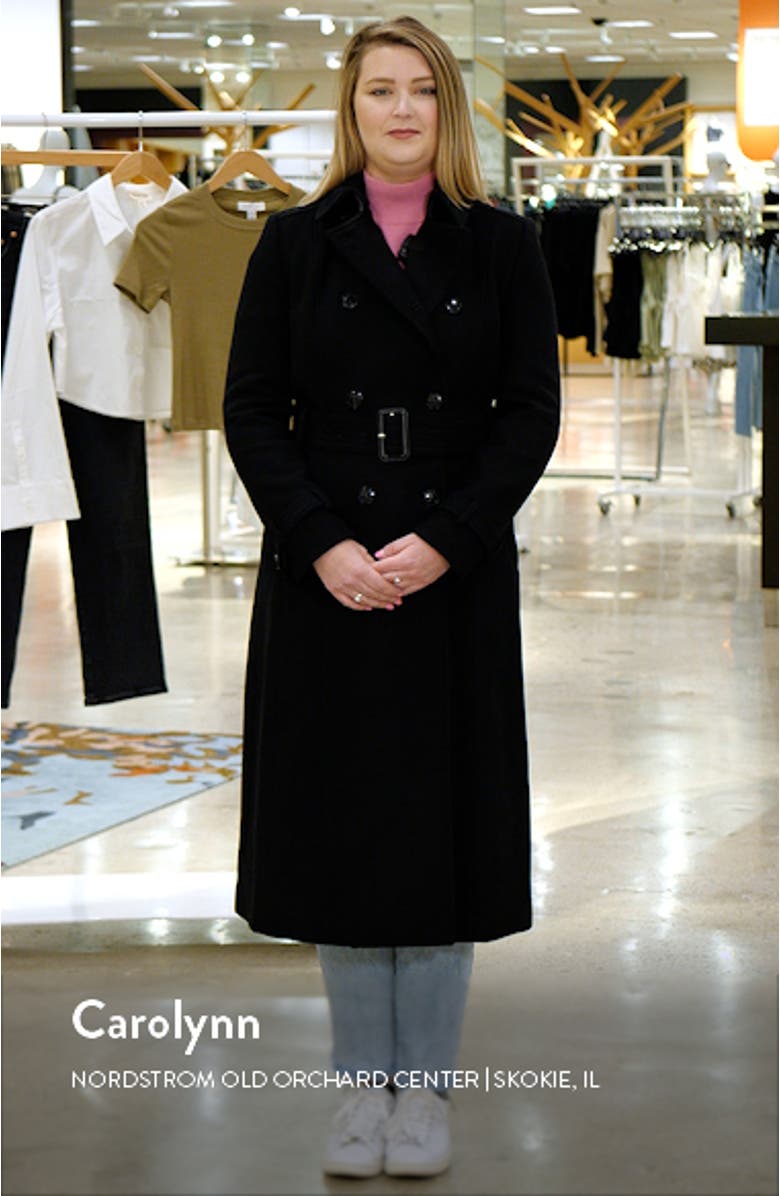Flared Belted Wool Blend Trench Coat, sales video thumbnail