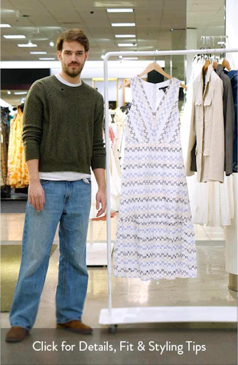 Embroidered Eyelet Sleeveless Cotton A-Line Midi Dress, sales video thumbnail