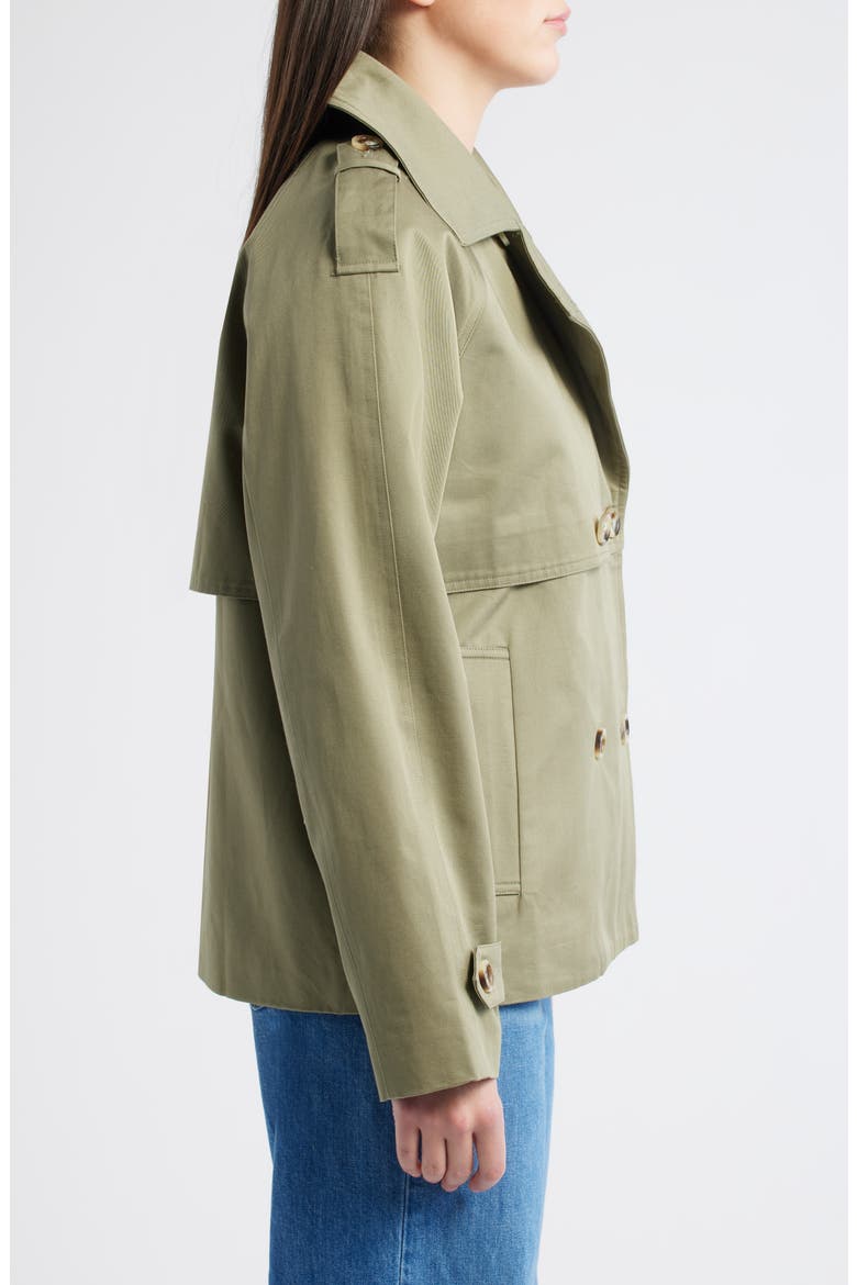 Short Cotton Trench Coat, Alternate, color, OLIVINE