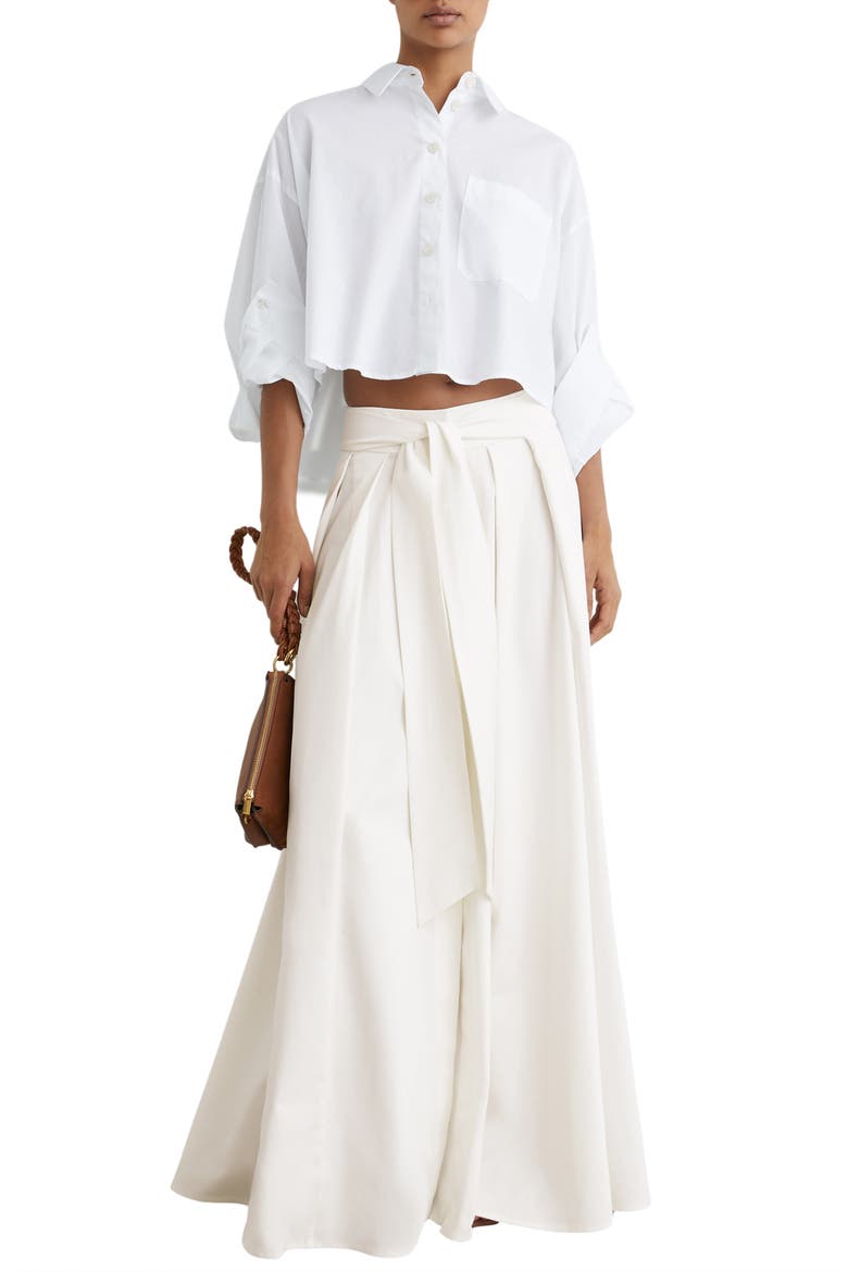 Simone Cotton Blend Pleated Maxi Skirt, Alternate, color, IVORY