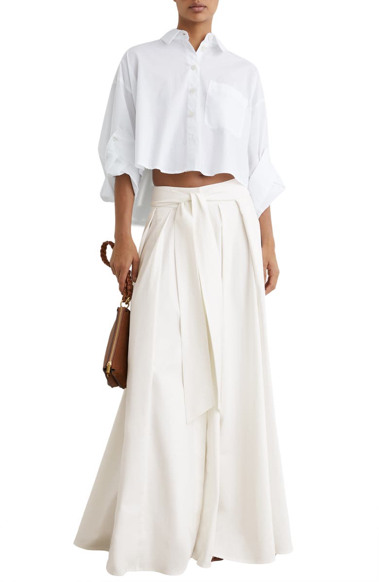 Reiss Simone Cotton Blend Pleated Maxi Skirt, Alternate, color, Ivory