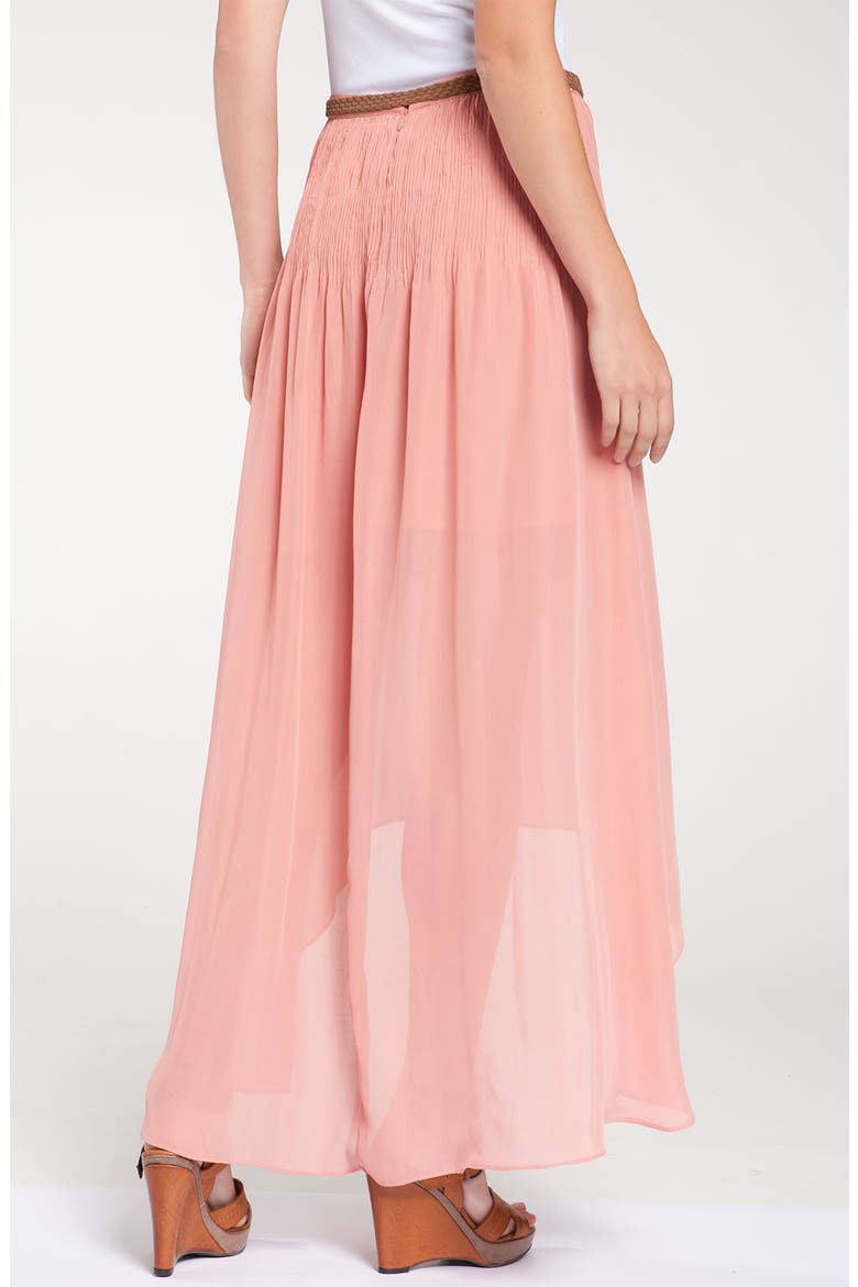 'Leotie' Crinkled Asymmetric Maxi Skirt, Alternate, color, ADOBE