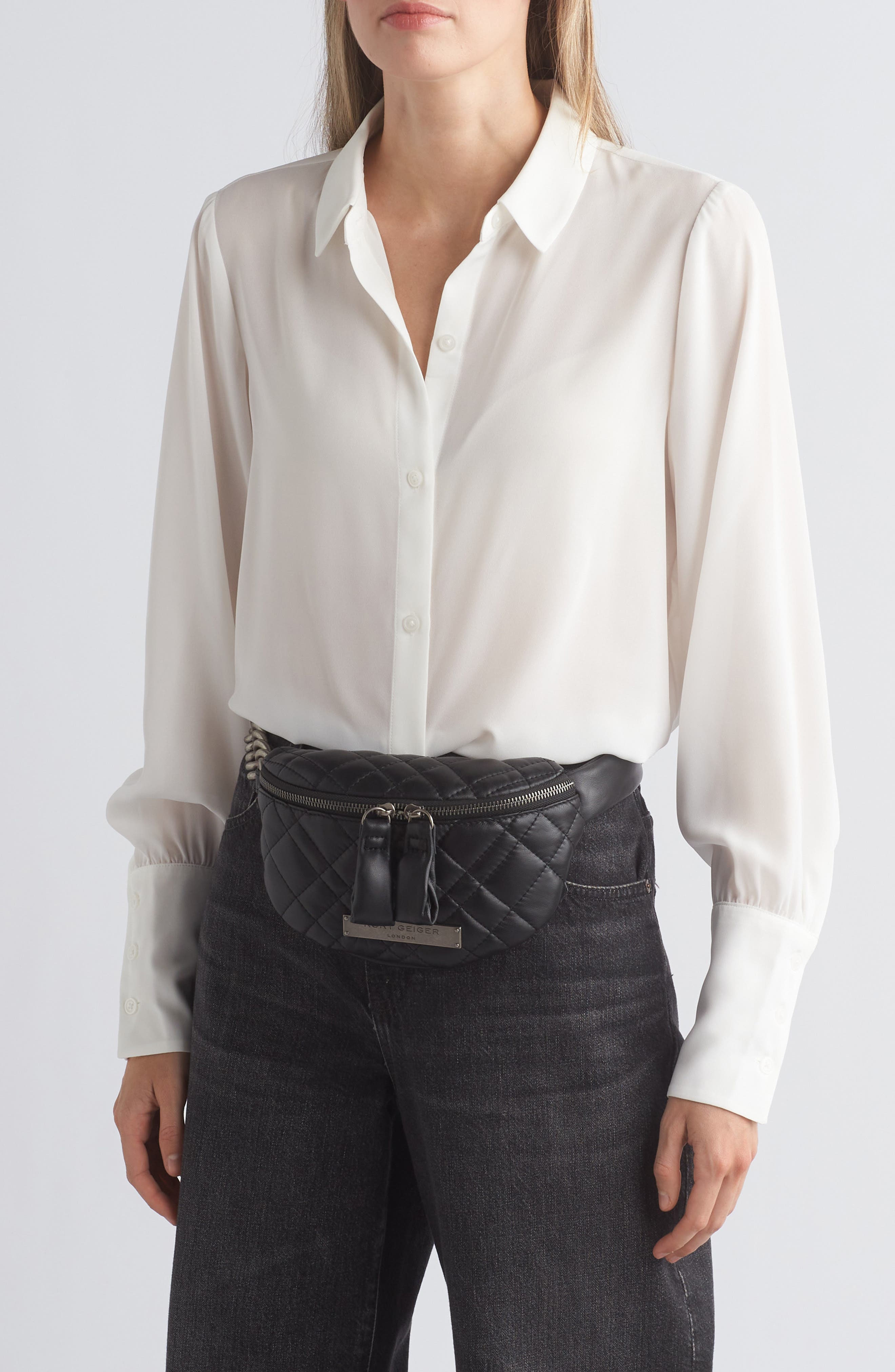 Kurt Geiger London Small Brixton Quilt Belt Bag, Alternate, color, Black