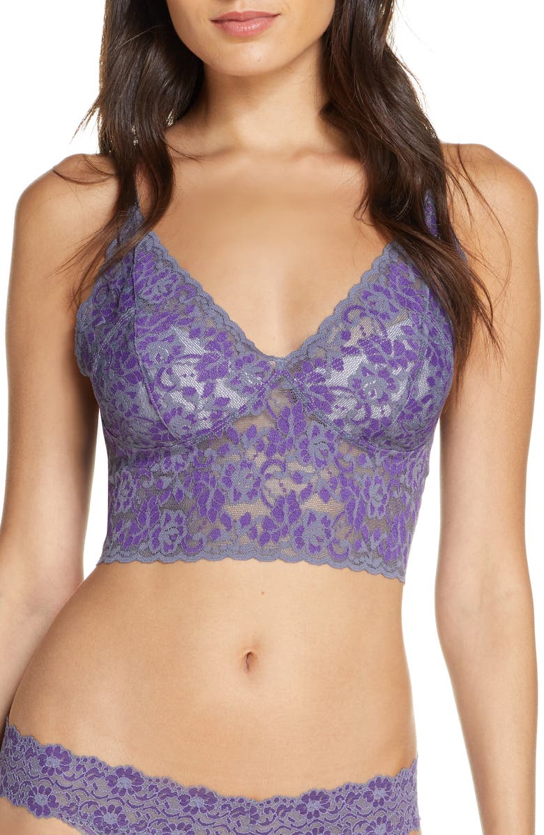 Hanky Panky Crossdye Retro Longline Bralette, Main, color, Folkstone Grey/ Purple Velvet