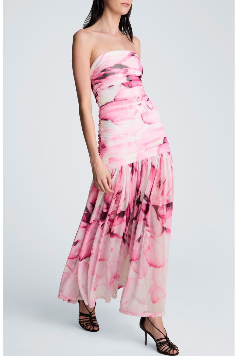 Strapless Floral Maxi Dress, Alternate, color, POP PINK MULTI