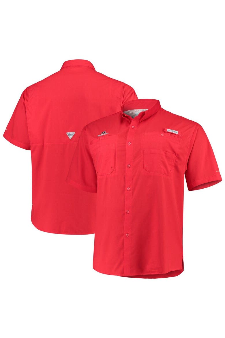 Men's Columbia Red Georgia Bulldogs Big & Tall Collegiate Tamiami Button-Down Shirt, Alternate, color, Red