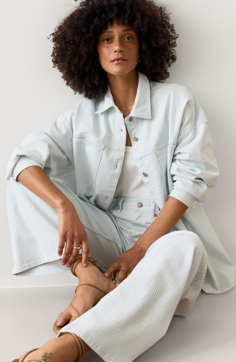 Marine Layer Molly Oversize Shirt Jacket, Alternate, color, Railroad Stripe