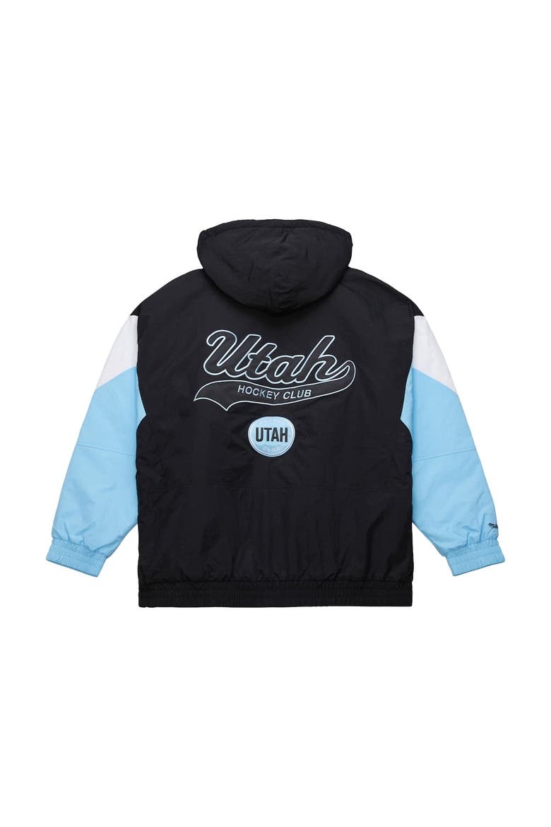 Men's Mitchell & Ness Black Utah Mammoth Retro Anorak Half-Zip Jacket, Alternate, color, Black
