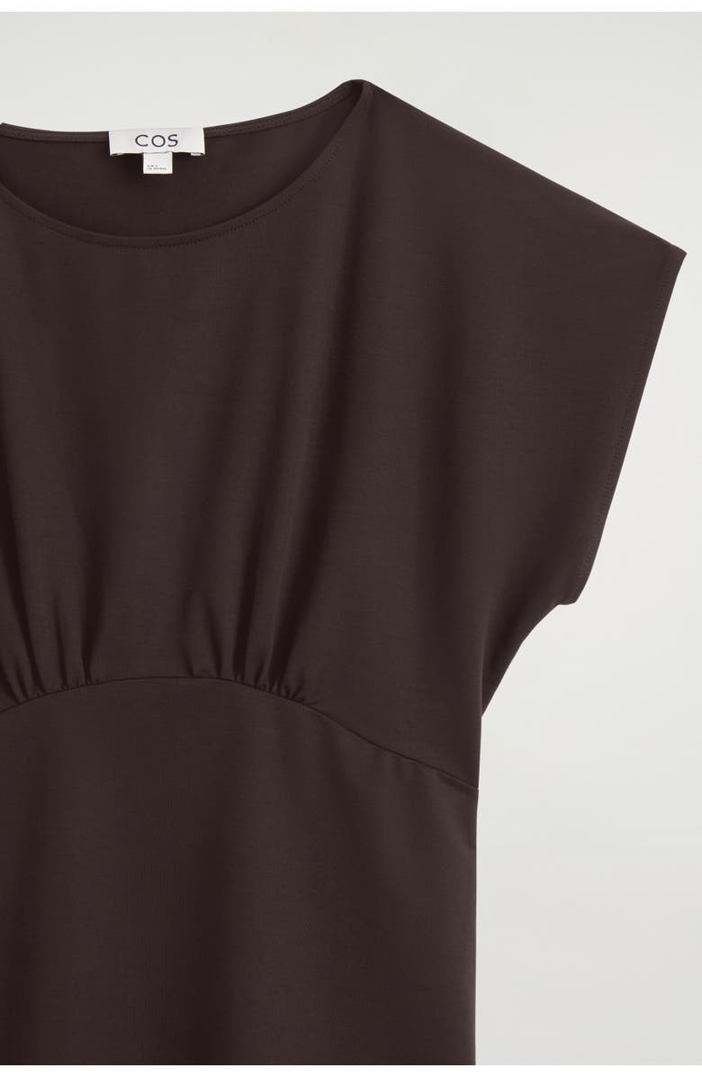 COS Sculpted Gathered Jersey Midi Dress, Alternate, color, Brown