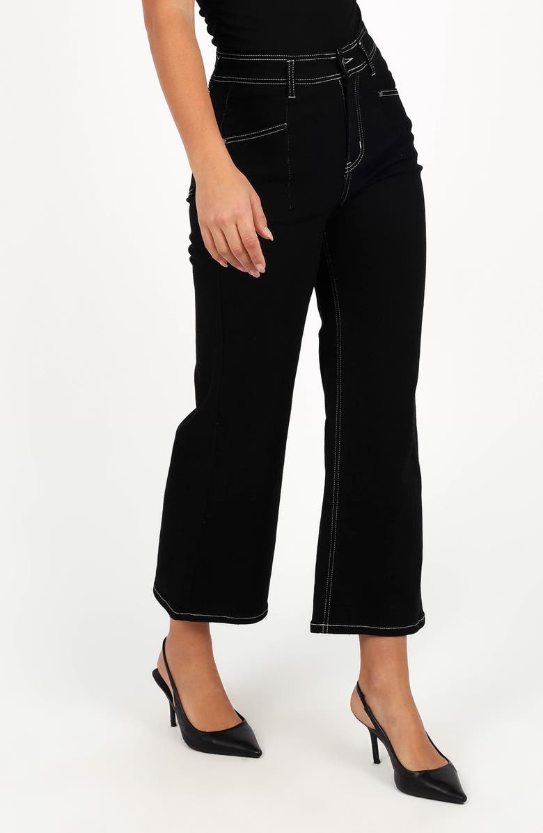 Petal & Pup Parson Topstitch Detail Crop Wide Leg Pants, Alternate, color, Black