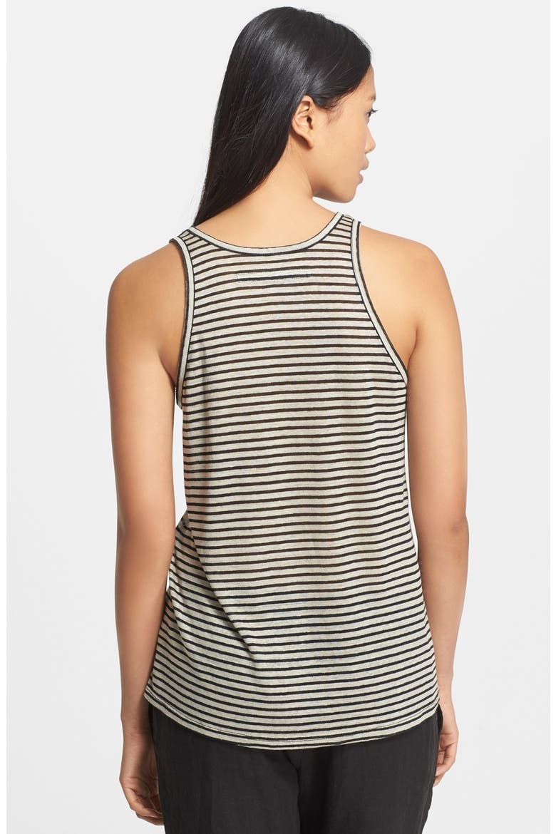 Stripe Linen Blend Tank, Alternate, color, SILVER MINK/ BLACK