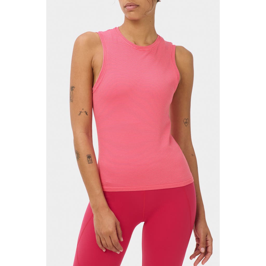Sweaty Betty Seamless Stripe Tank in Crimsonred Drop Needle Stripe at Nordstrom, Size Medium