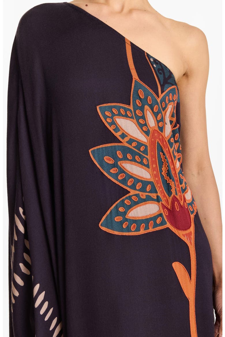 Handbeaded Satu FSC® Certified Viscose One Shoulder Gown Razu Navy, Alternate, color, Razu Navy