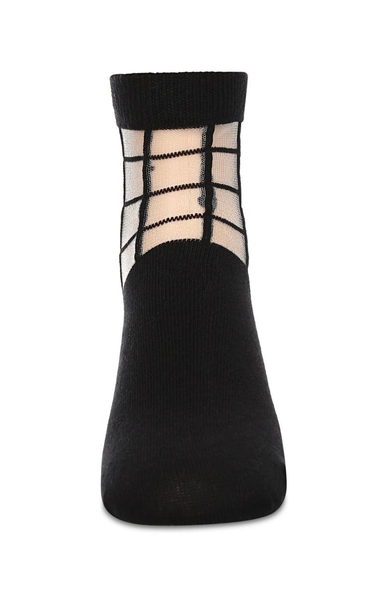 MeMoi Window Pane Sheer Socks, Alternate, color, Black