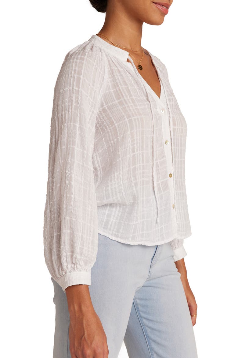 Tie Neck Raglan Sleeve Shirt, Alternate, color, WHITE