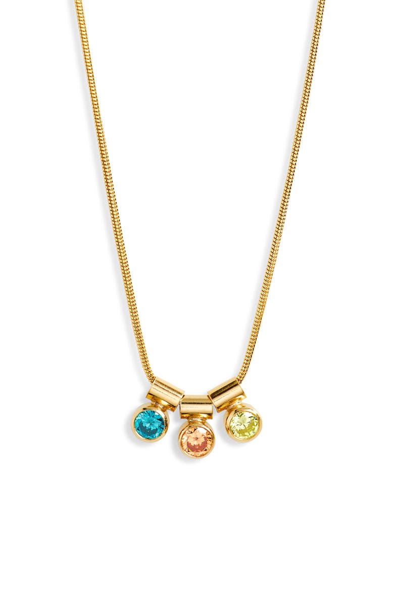 Ellie Multiple Birthstone Pendant Necklace, Main, color, GOLD / 3 CHARMS