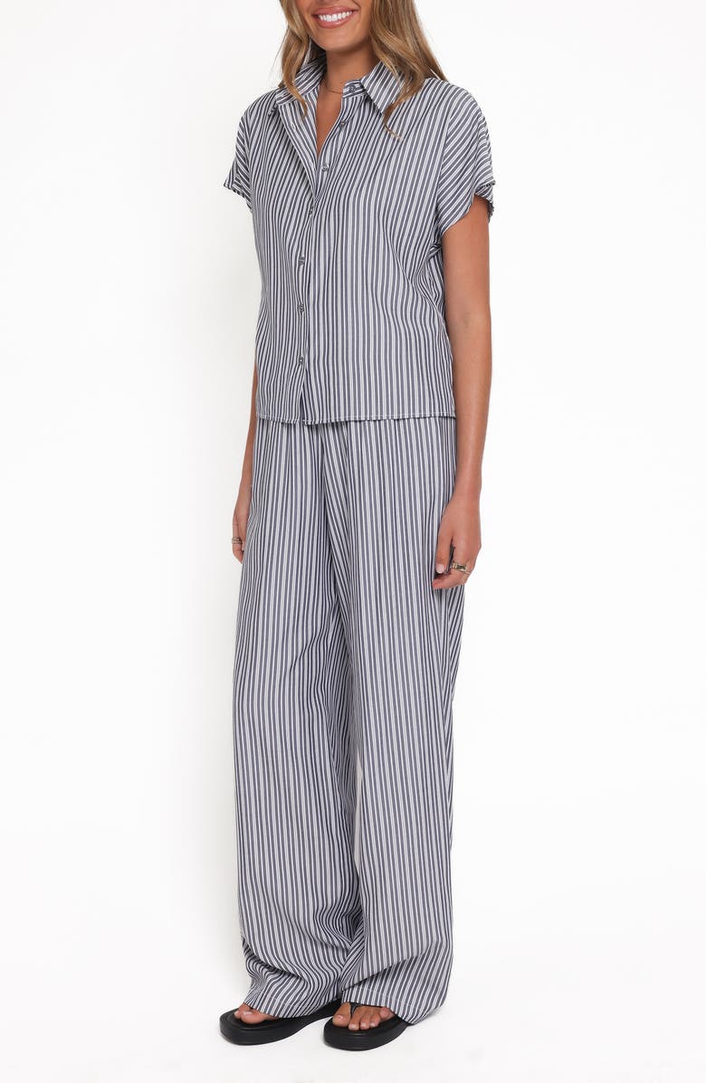 Petal & Pup Melanie Shirt & Pants Set, Alternate, color, Charcoal Stripe
