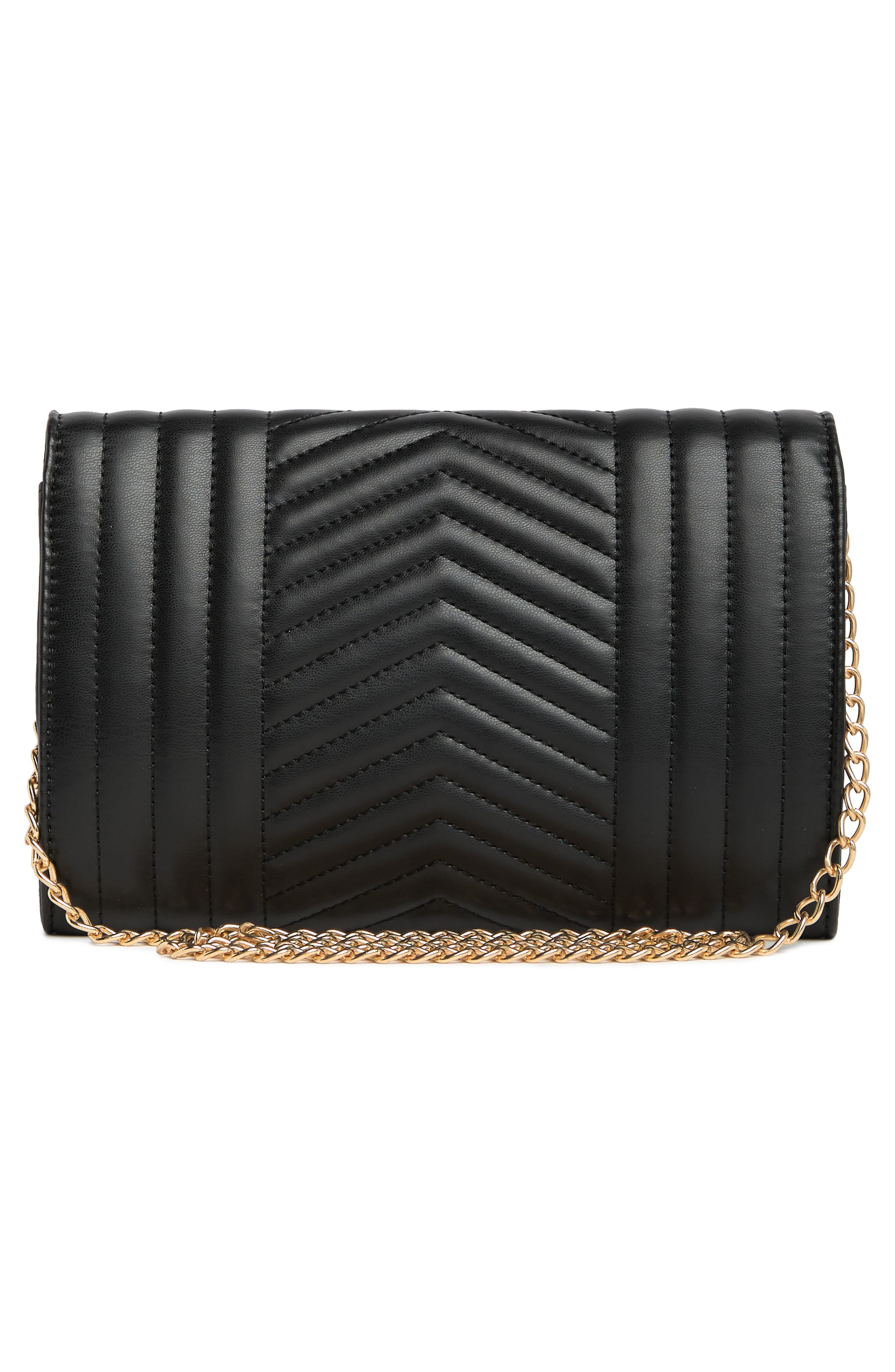 Badgley Mischka Collection Chevron Quilted Crossbody Bag, Alternate, color, Black