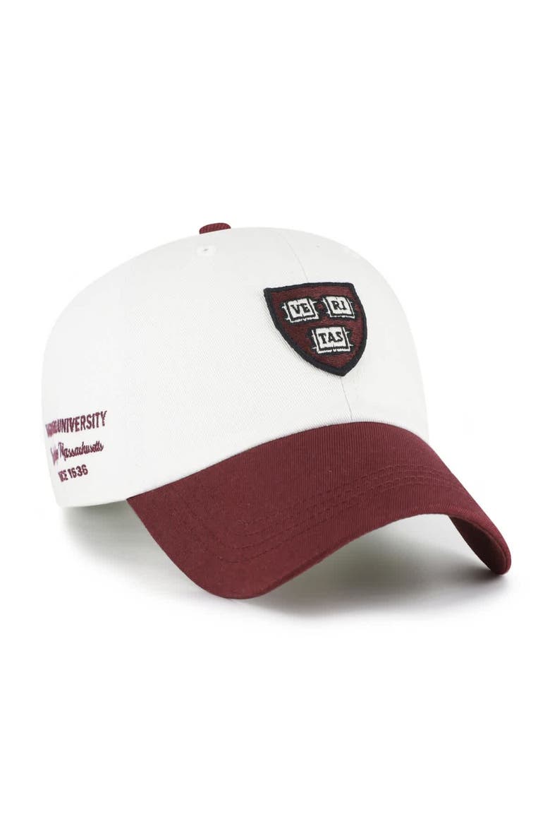 Men's '47  White/Crimson Harvard Crimson Contemporary Basics Two Tone Clean Up Adjustable Hat, Main, color, White