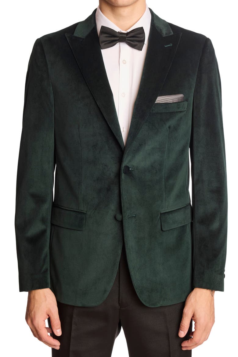 Kyle Slim Fit Velvet Dinner Jacket, Main, color, DARK GREEN VELVET