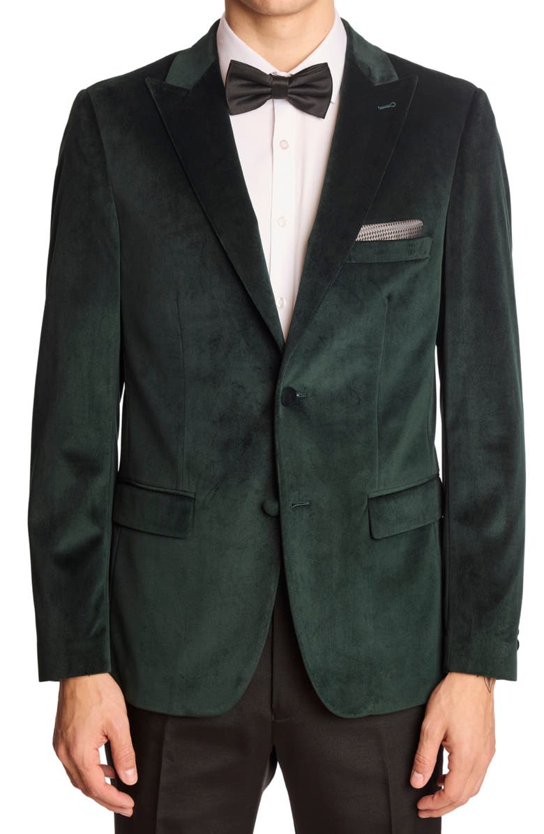 PAISLEY & GRAY Kyle Slim Fit Velvet Dinner Jacket, Main, color, Dark Green Velvet