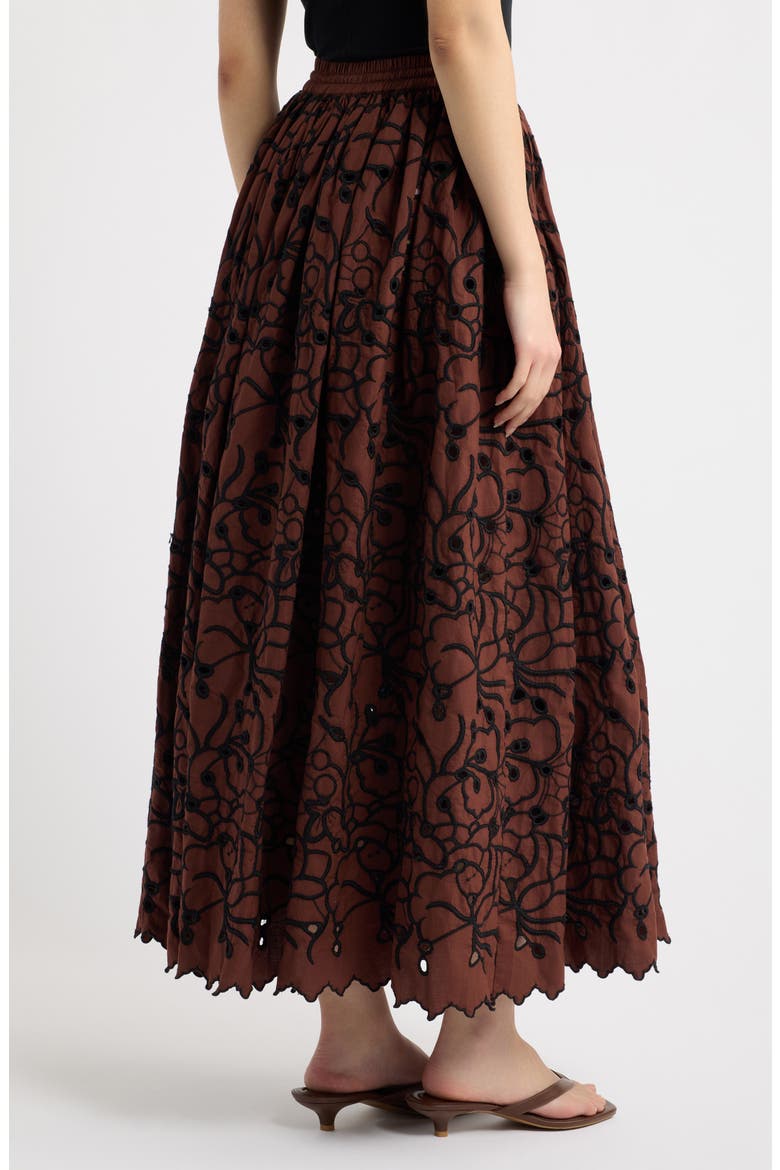 Fantasia Embroidered Eyelet Midi Skirt, Alternate, color, BROWNSTONE EMBROIDERY