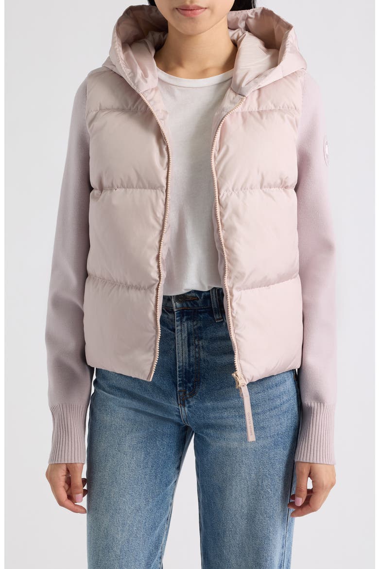 Hybridge Mixed Media 750 Fill Power Down Puffer Jacket, Alternate, color, LUCENT ROSE