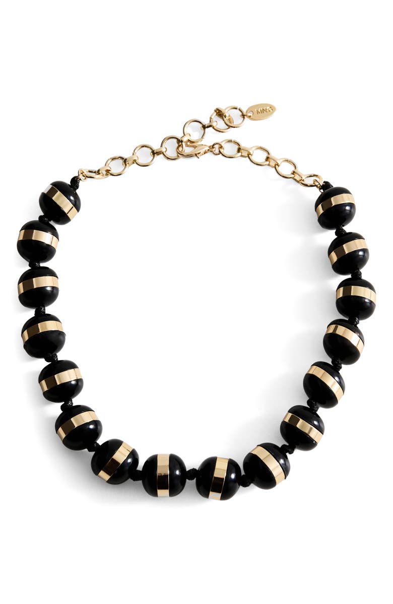MANGO Banded Bead Necklace, Main, color, Black