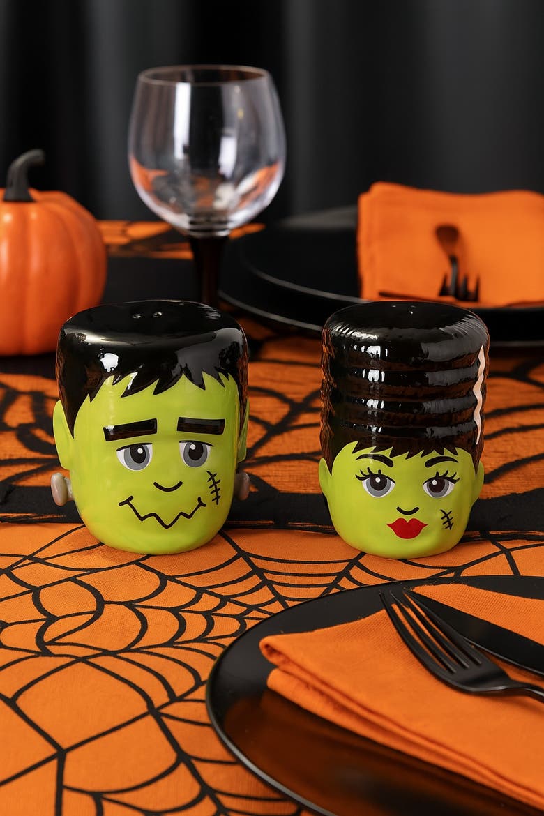 Frank Monster & Bride Halloween Salt & Pepper Shakers Set of 2, Alternate, color, Green