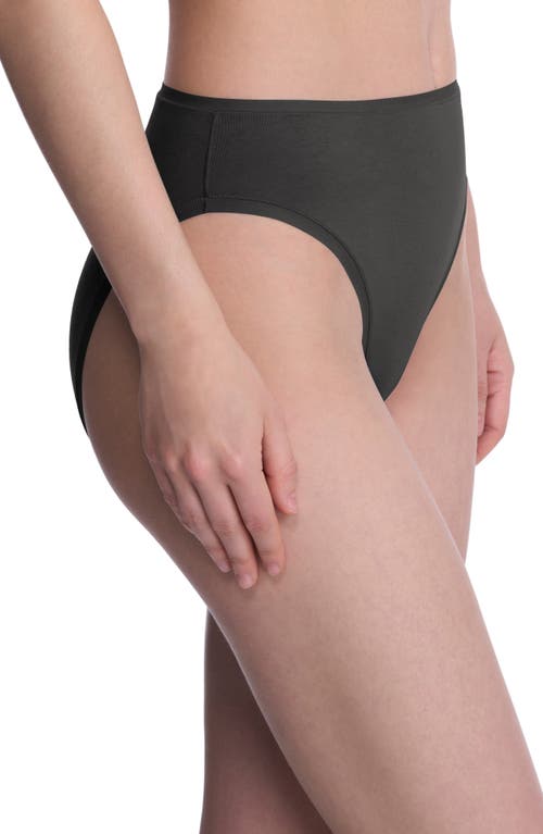Natori Bliss Bare Cotton High Cut Briefs In Gray