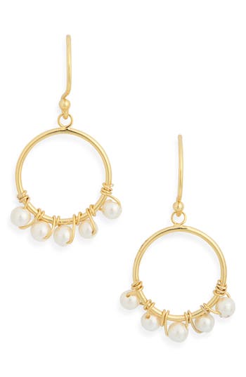 Argento Vivo Five Small Freshwater Pearl Drop Earrings In Gold