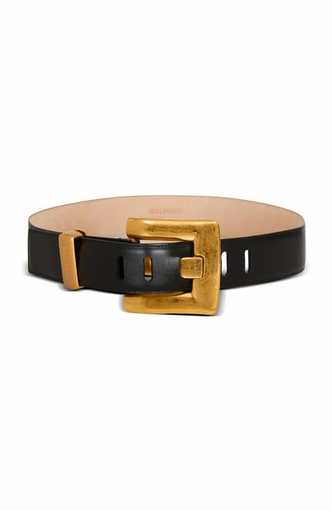 ベルト Balmain Belts Calfskin belt with Balmain plaque black black - Men | BALMAIN