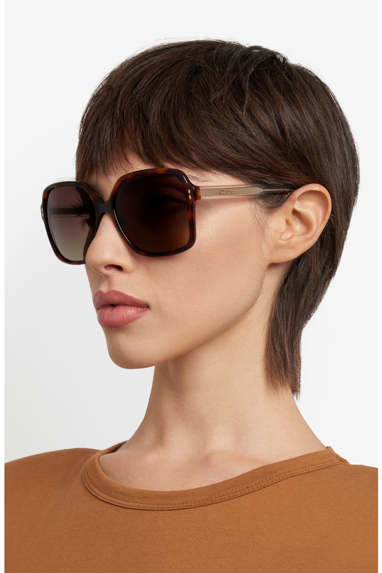 58mm Gradient Square Sunglasses, Alternate, color, HAVANA/ BROWN SF