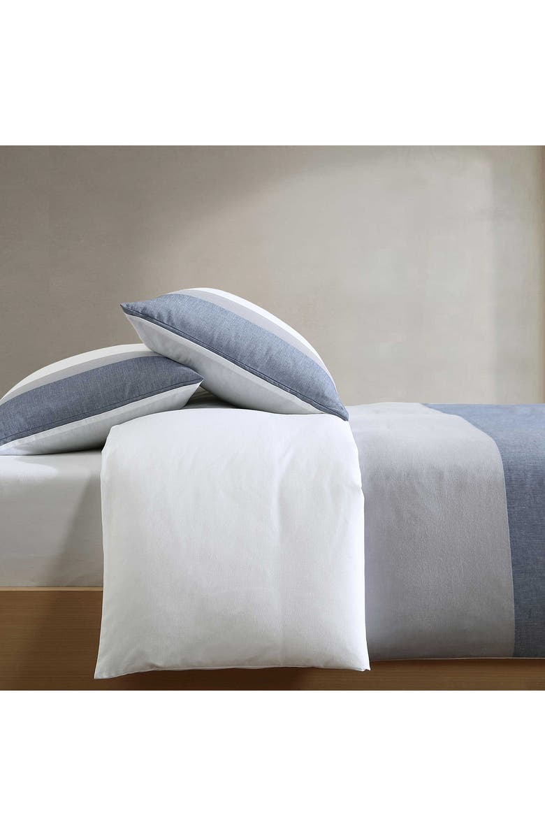 Calvin Klein Chambray Handkerchief Cotton Blend Comforter & Shams Set, Alternate, color, Light / Medium Blue