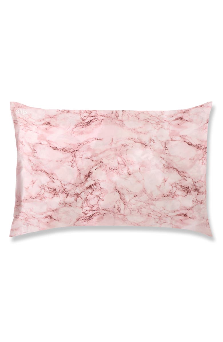 slip Pink Marble Pure Silk Pillowcase, Main, color,