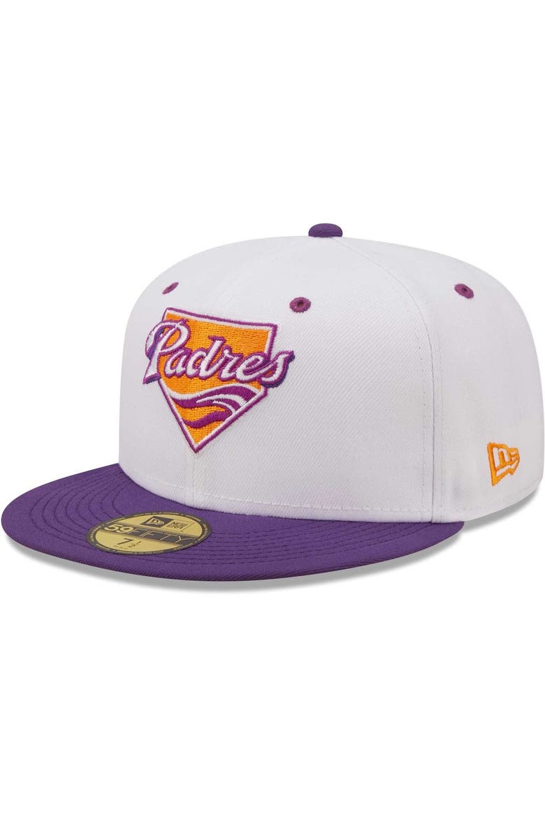 Men's New Era White/Purple San Diego Padres 40th Anniversary Grape Lolli 59FIFTY Fitted Hat, Alternate, color, White