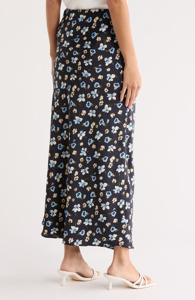 ELIE ELIE TAHARI Floral Print Maxi Skirt, Alternate, color, Navy Floating Pansies