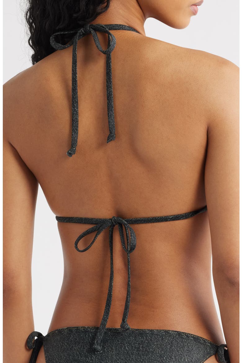 Miramar Faux Denim Bikini Top, Alternate, color, WASHED BLACK