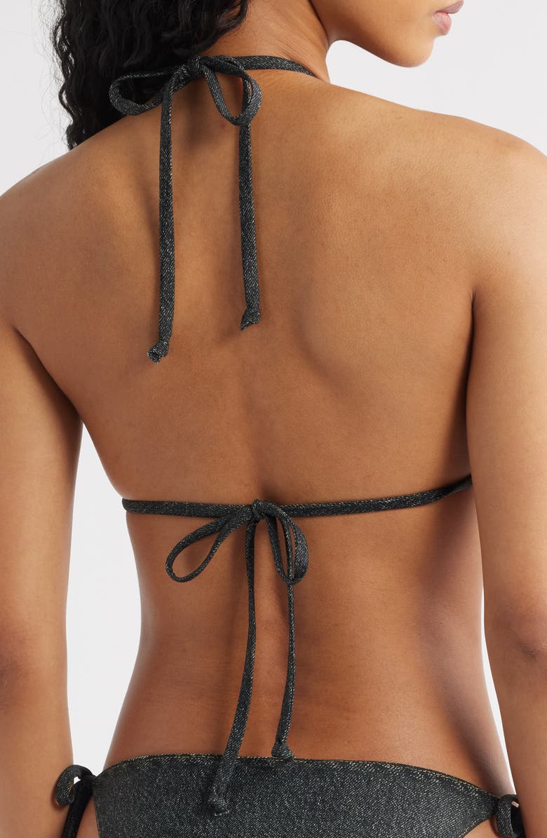 rag & bone Miramar Faux Denim Bikini Top, Alternate, color, Washed Black