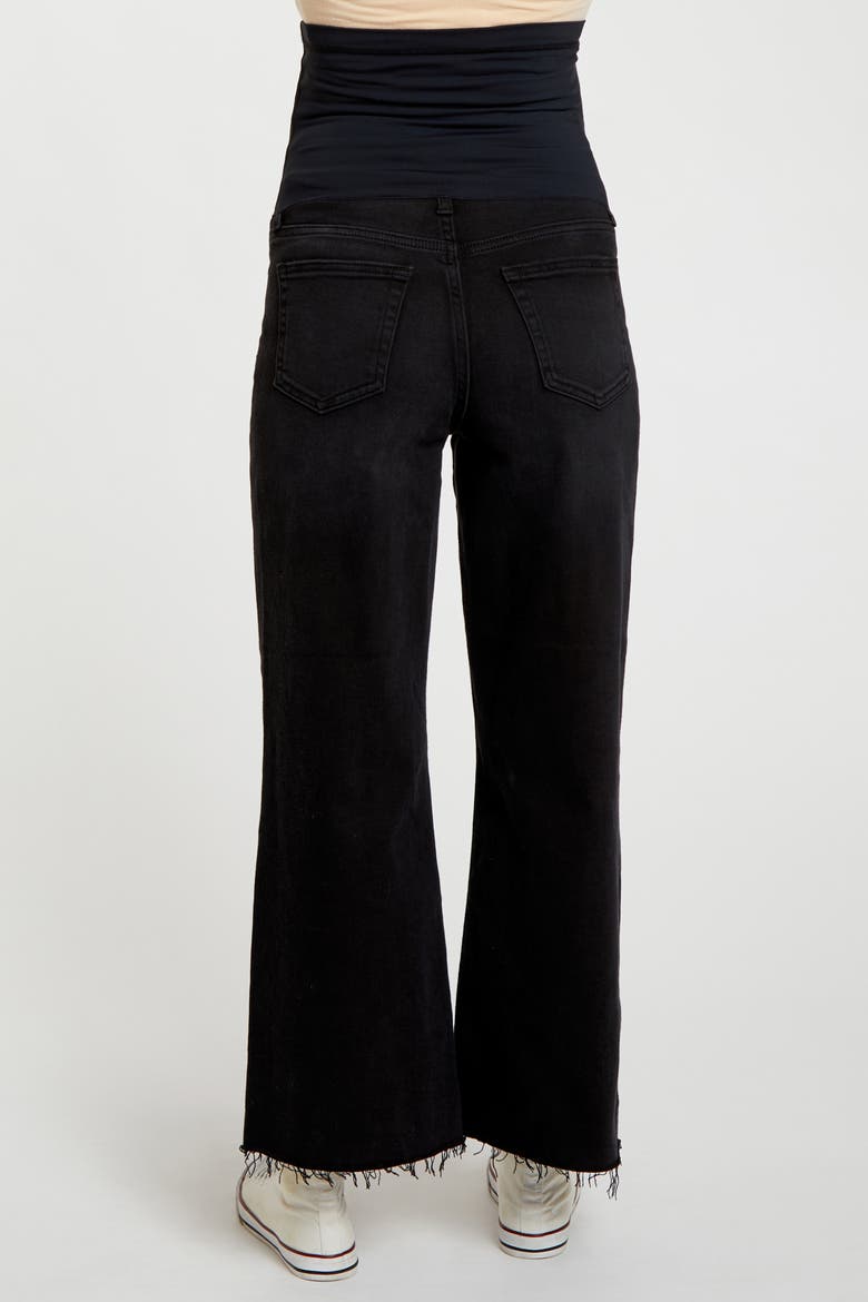 Wide Leg Raw Hem Maternity Jeans, Alternate, color, Black