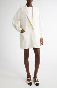 Max Mara Oversize Single Breasted Stretch Wool Canvas Blazer