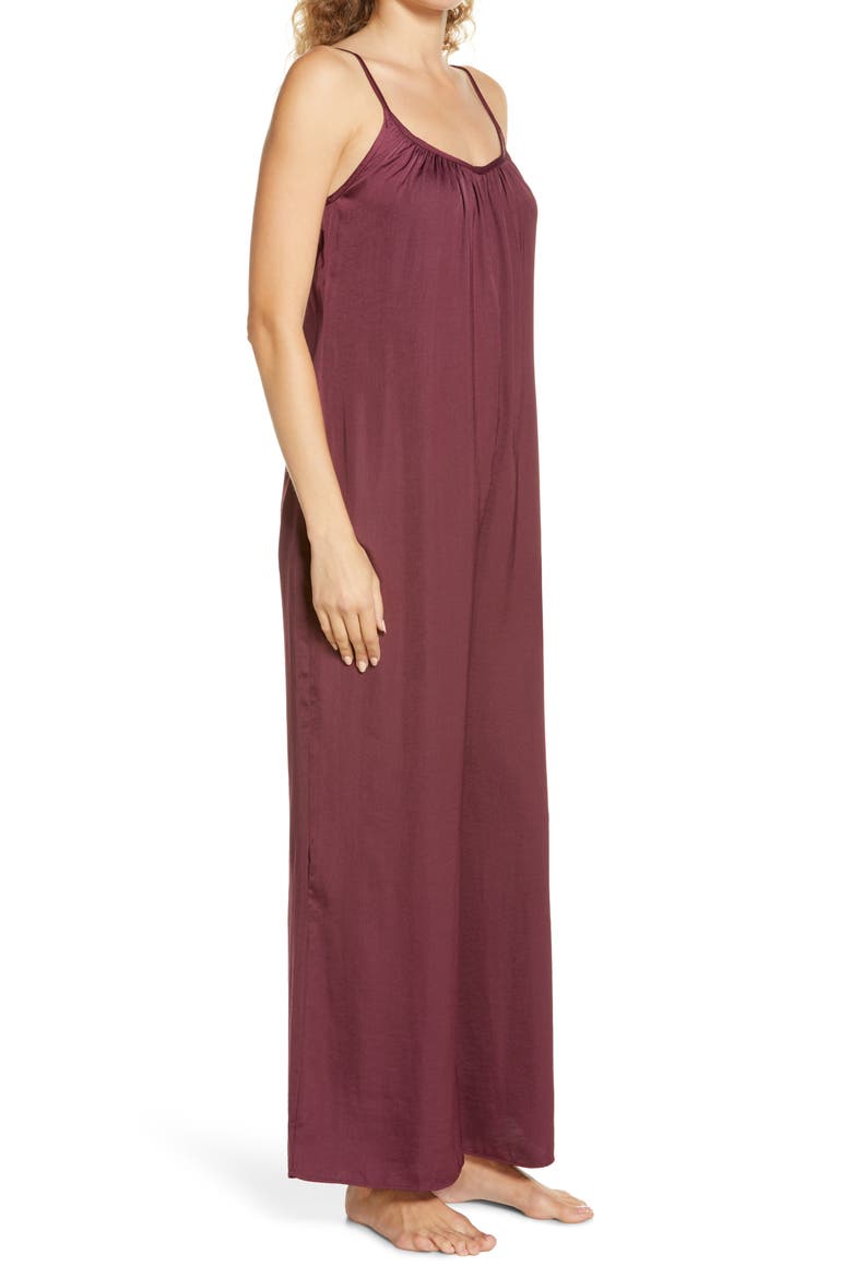 Washable Satin Jumpsuit, Alternate, color, BURGUNDY