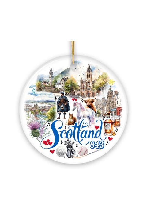 Scotland Highland Heritage Watercolor Round Ornament