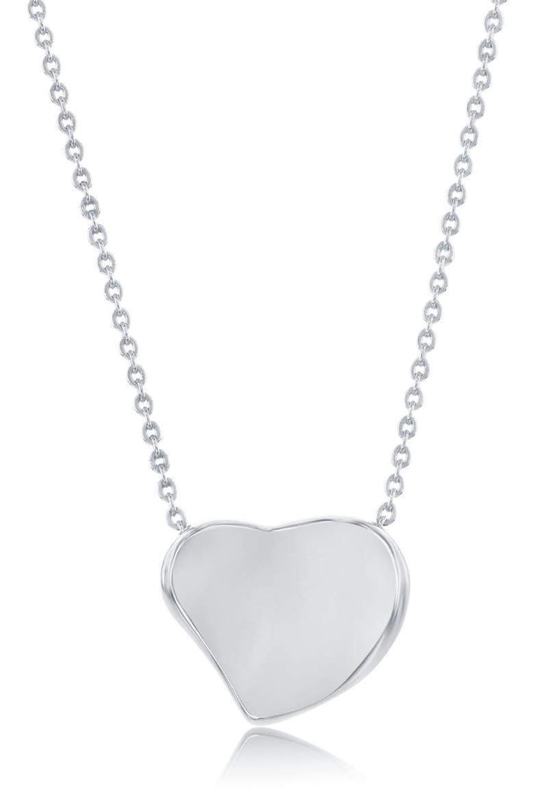 Polished Heart Pendant Necklace, Main, color, SILVER