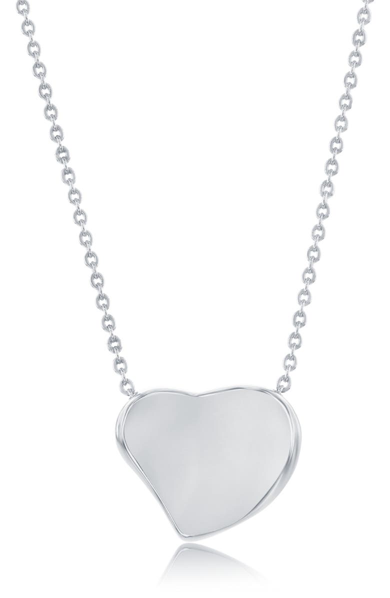 SIMONA Polished Heart Pendant Necklace, Main, color, Silver