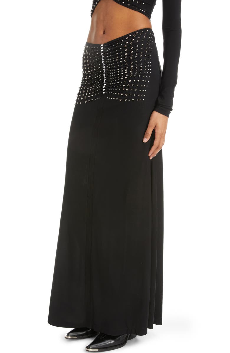 Rabanne Sparkle Detail Column Maxi Skirt, Alternate, color, 